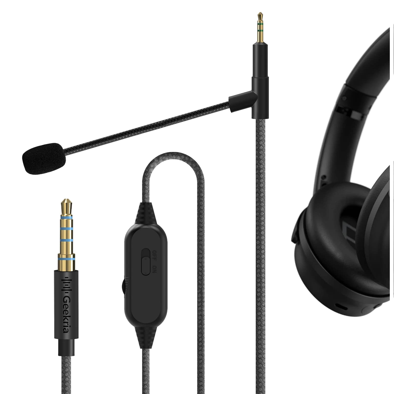 Câble pour casque Geekria Boom Mic compatible avec Bose QC Ultra QC SE 700 QC45, cordon de remplacem