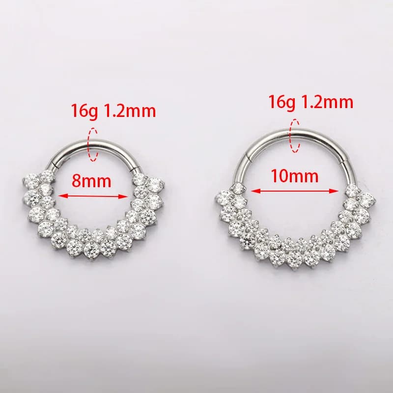 ASTM F136 titane Clicker Septum nez anneau Piercing CZ Daith boucle d'oreille cerceau avant face art
