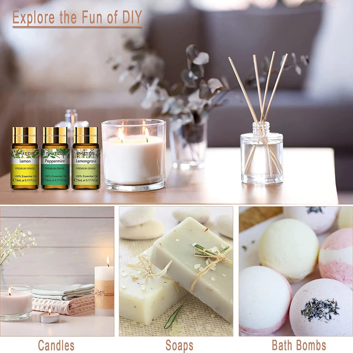 PHATOIL 12 pièces boîte-cadeau huiles essentielles pures pour humidificateurs diffuseur Massage Spa 