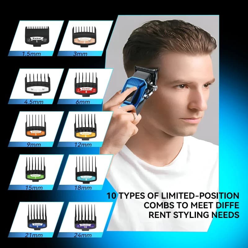 KEMEI tondeuses à cheveux tondeuses professionnel sans fil 4600 mah durable tondeuses à cheveux rech