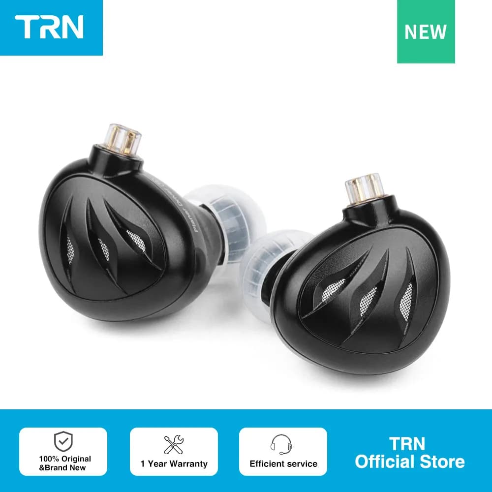 TRN Rosefinch Écouteurs intra-auriculaires avec transducteur planaire plat de 12 mm, en métal, pour 