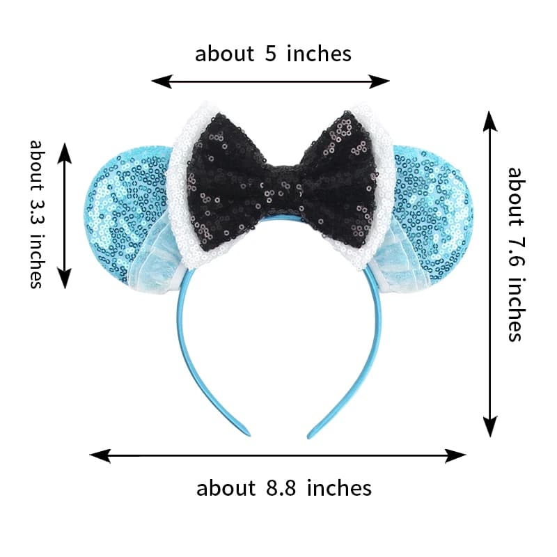 Serre-tête Disney 2026 avec oreilles de Mickey pour filles et femmes, avec sequins et nœud de 5 pouc