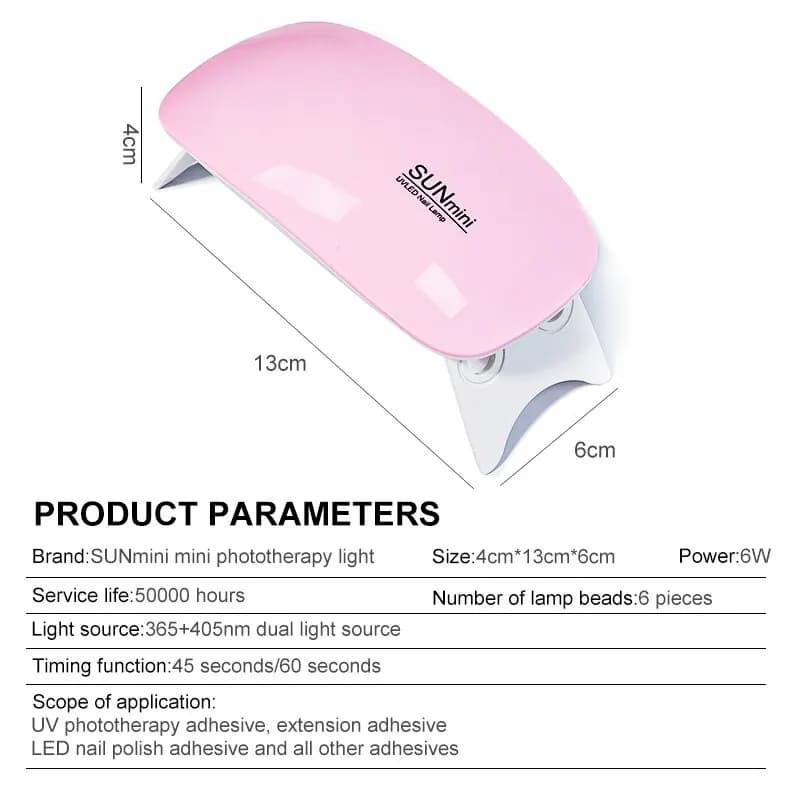 Mini Sèche-Ongles Portable 6W, Lampe de Manucure UV à Usage Domestique, pour le vaccage du Verhérita