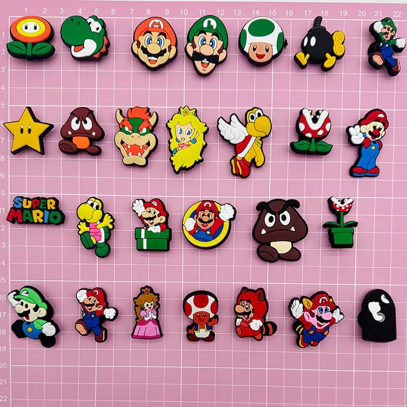 Breloques de chaussures en forme de figurines de dessins animés, accessoires mignons Superbros pour 
