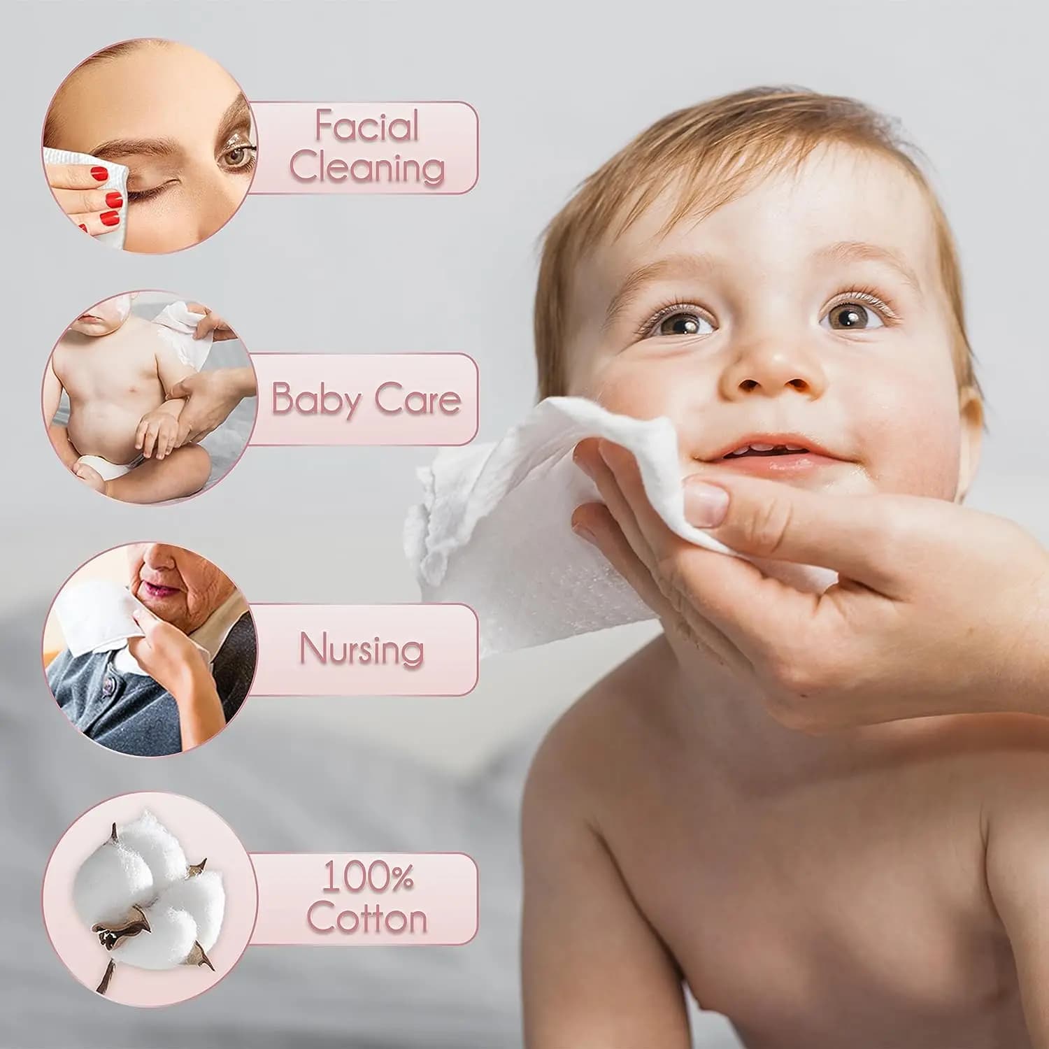 Serviette pour le visage jetable 100% coton, lingettes sèches biodégradables, 50 unités/boîte, servi