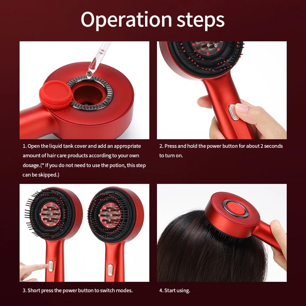Peigne de Massage électrique à vibrations, 3 Modes, thérapie à la lumière rouge, Massage de la crois