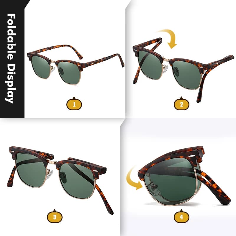 LIOUMO Lunettes de soleil pliables ultra-légères haut de gamme avec étui, verres polarisés, pour hom