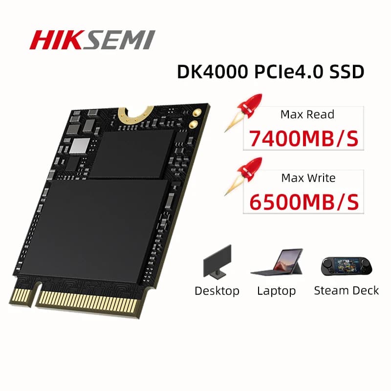 HIKSEMI 1 to 2 to M.2 SSD 2230 NVMe PCIe Gen 4x4 SSD pour Steam Deck ROG FLOWZ13 Surface ProX ordina