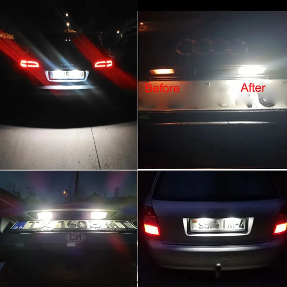 Lumière de plaque d'immatriculation LED sans erreur, 2 pièces, 12V, pour Audi A4 S4 B6 B7 A6 C6 S6 A