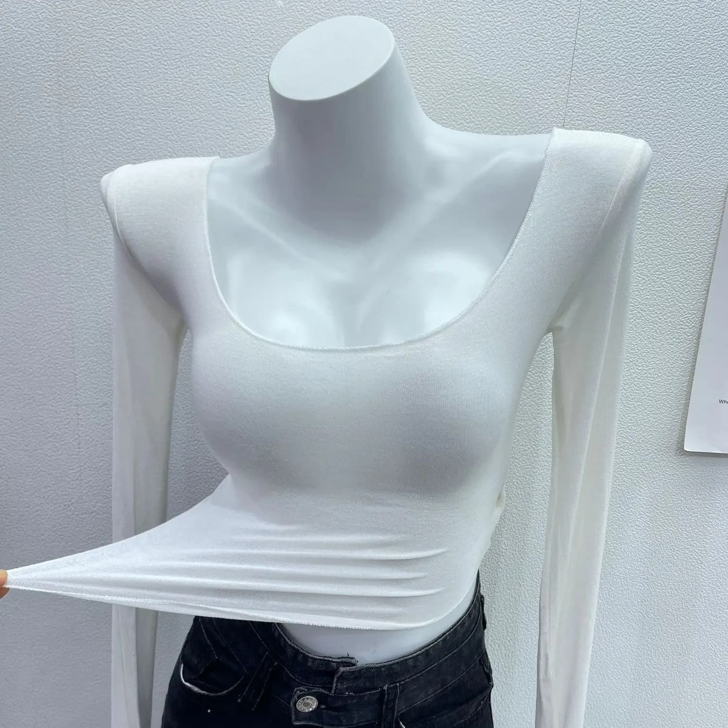 Gros Sexy Slim t-shirts transparent hauts femmes printemps haute élasticité hauts moulants à manches
