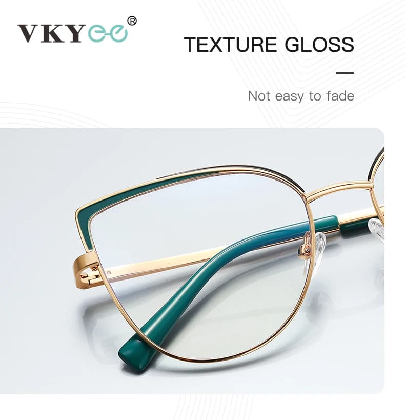VICKY Vintage métal grand cadre Design classique lunettes pour femmes Anti-lumière bleue lunettes de