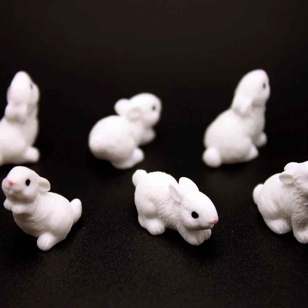 Mini Figurines de lapin en résine, 5/10 pièces, Micro ornement de paysage de jardin féerique Miniatu