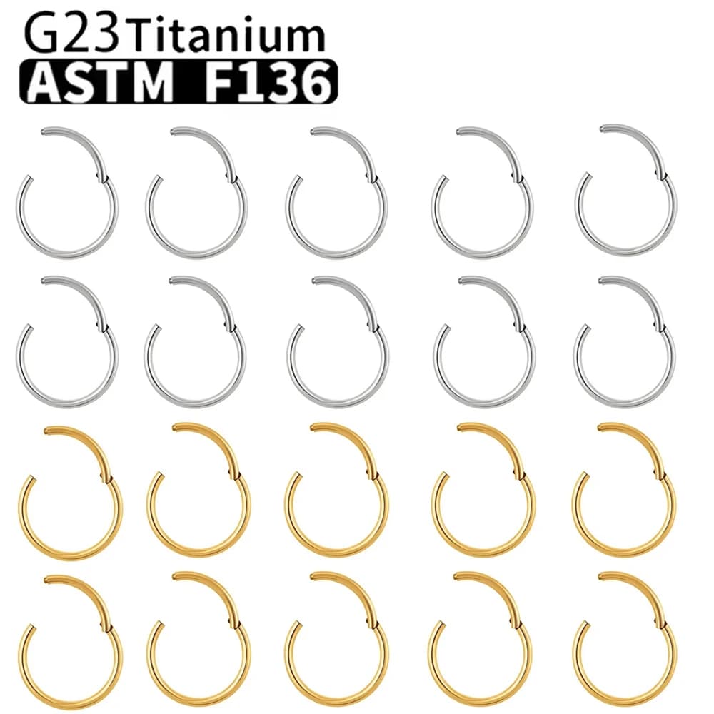 Anneaux de nez en titane G23, 10 pièces, pour femmes et hommes, bijoux de perçage, lèvre, oreille, c