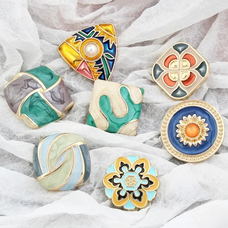 Boutons rétro décoratifs en métal pour vêtements femme pull Cardigan veste manteau costume couture a