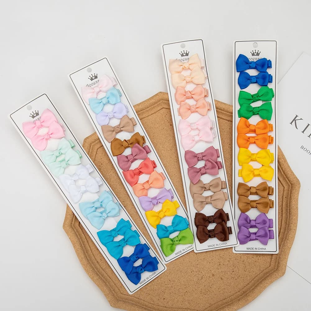 Pinces à cheveux avec nœud papillon en ruban gros-grain pour enfants, nœuds faits à la main, barrett