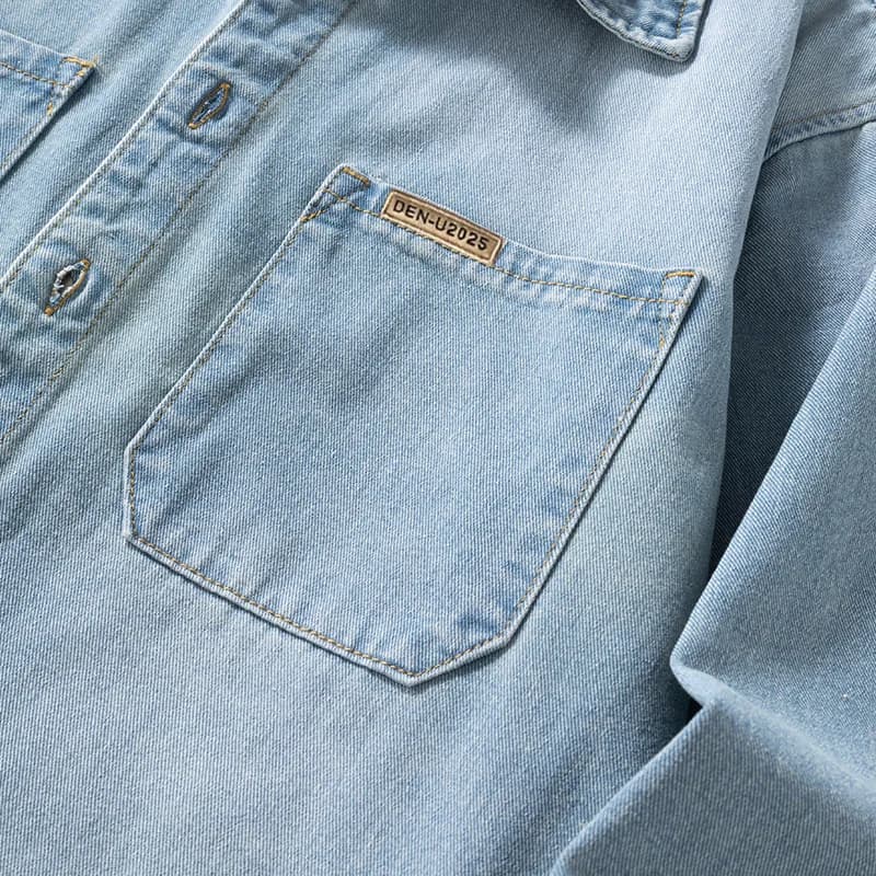 Chemise ample en denim fin et non extensible pour hommes, style américain, polyvalente, Vintage