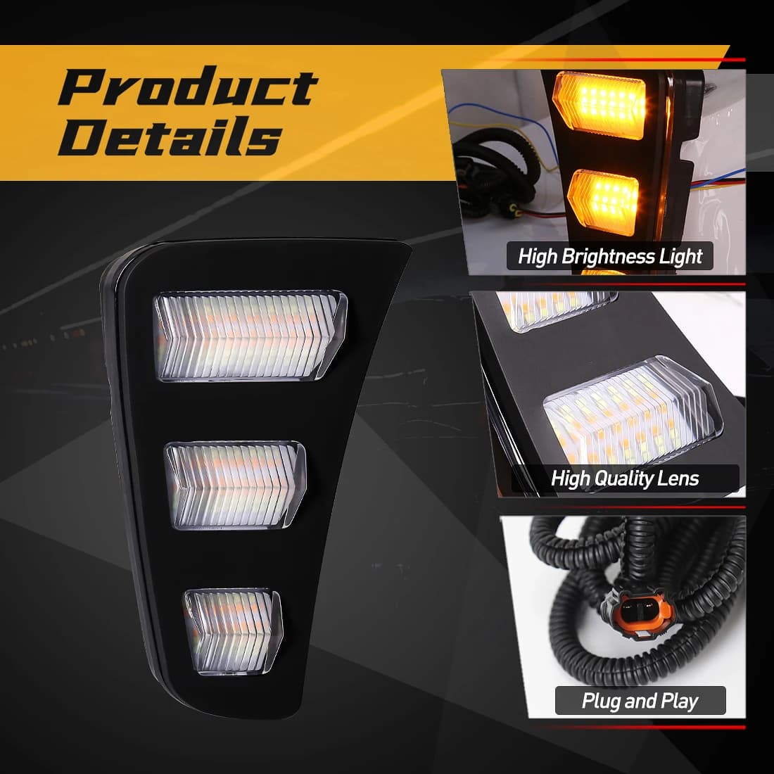 Led DRL pour Kia Pegas 2018 2019 feux diurnes clignotants dynamiques antibrouillard Auto blanc jaune