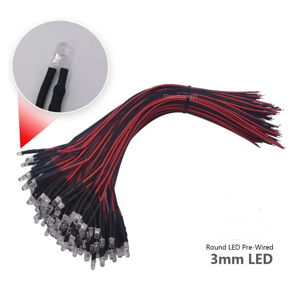 10 pièces 3mm 5mm scintillement 9V-12V DC pré-câblé eau clair bougie led rouge jaune bleu vert blanc