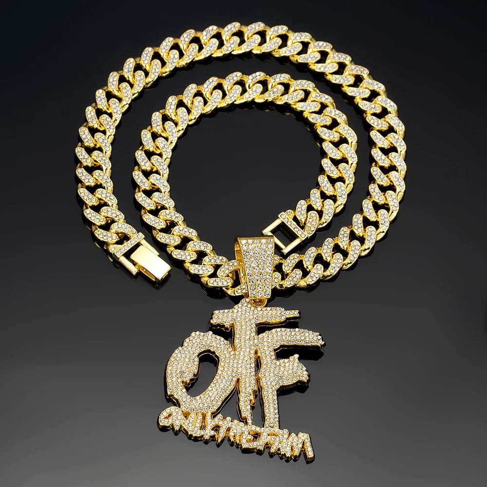 Collier chaîne cubaine avec pendentif lettre anglaise OTF, mode Hip Hop, adapté à un usage quotidien