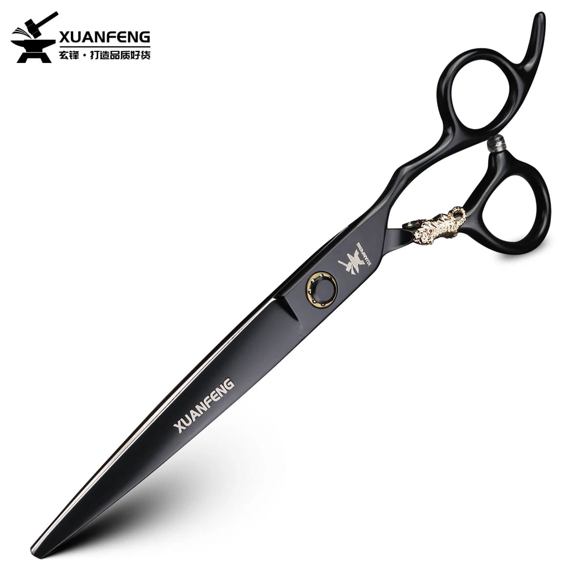 Ciseaux de coiffure XUANTENG de 7 pouces, noirs, avec système à roulement, ciseaux de barbier