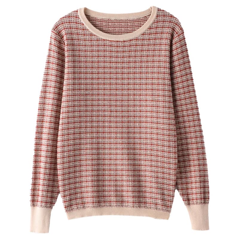 Pull doux à col rond pour femme, vêtement chaud, décontracté, à rayures contrastées, 100% coton, col