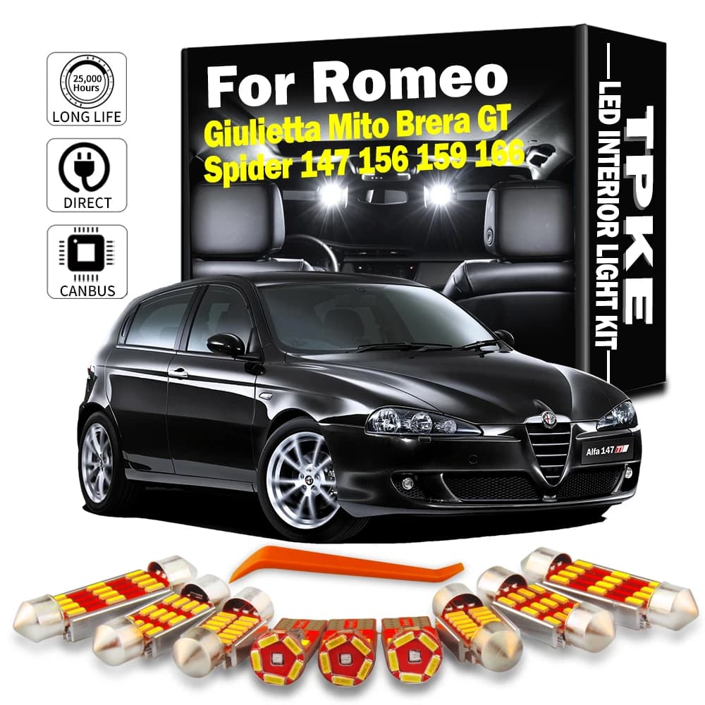 TPKE Canbus voiture LED intérieur dôme carte coffre boîte à gants Kit d'éclairage pour Alfa Romeo Gi