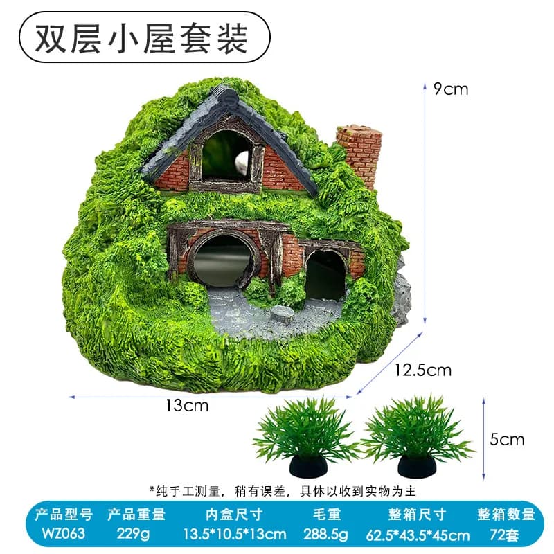 Maison Hobbit créative, décor d'aquarium miniature, accessoires d'aquarium, maison de poisson, caban