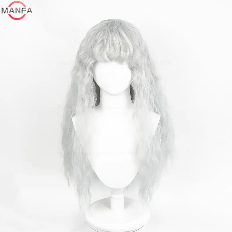 Griffith Cosplay perruque gris clair bouclés ondulés longs résistant à la chaleur perruques de cheve