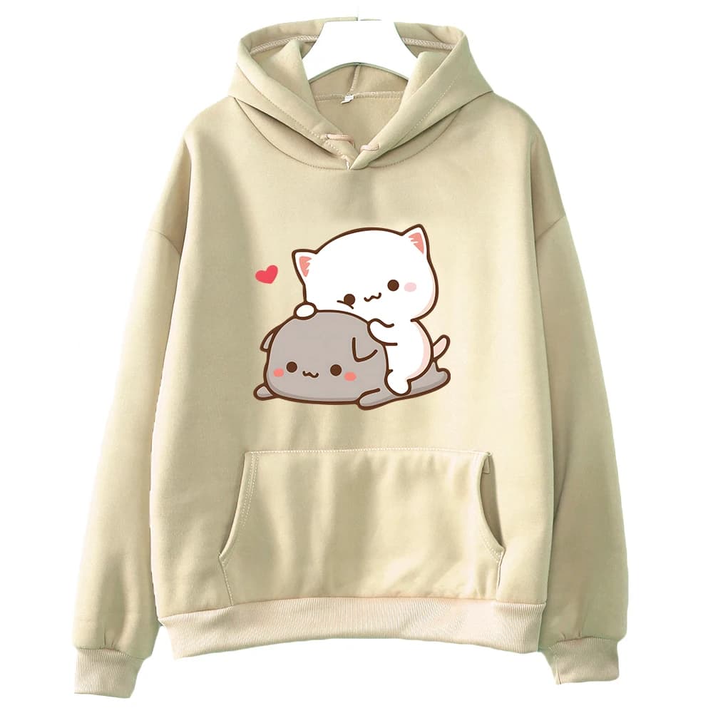 Mochi pêche et Goma mignon chat sweat à capuche pour filles mode Kawaii dessin animé pulls femmes/ho