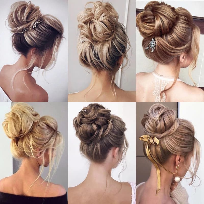 Azqueen synthétique désordre Chignon Chignon beignet Gary couleur marron cheveux Chignon Pad élastiq