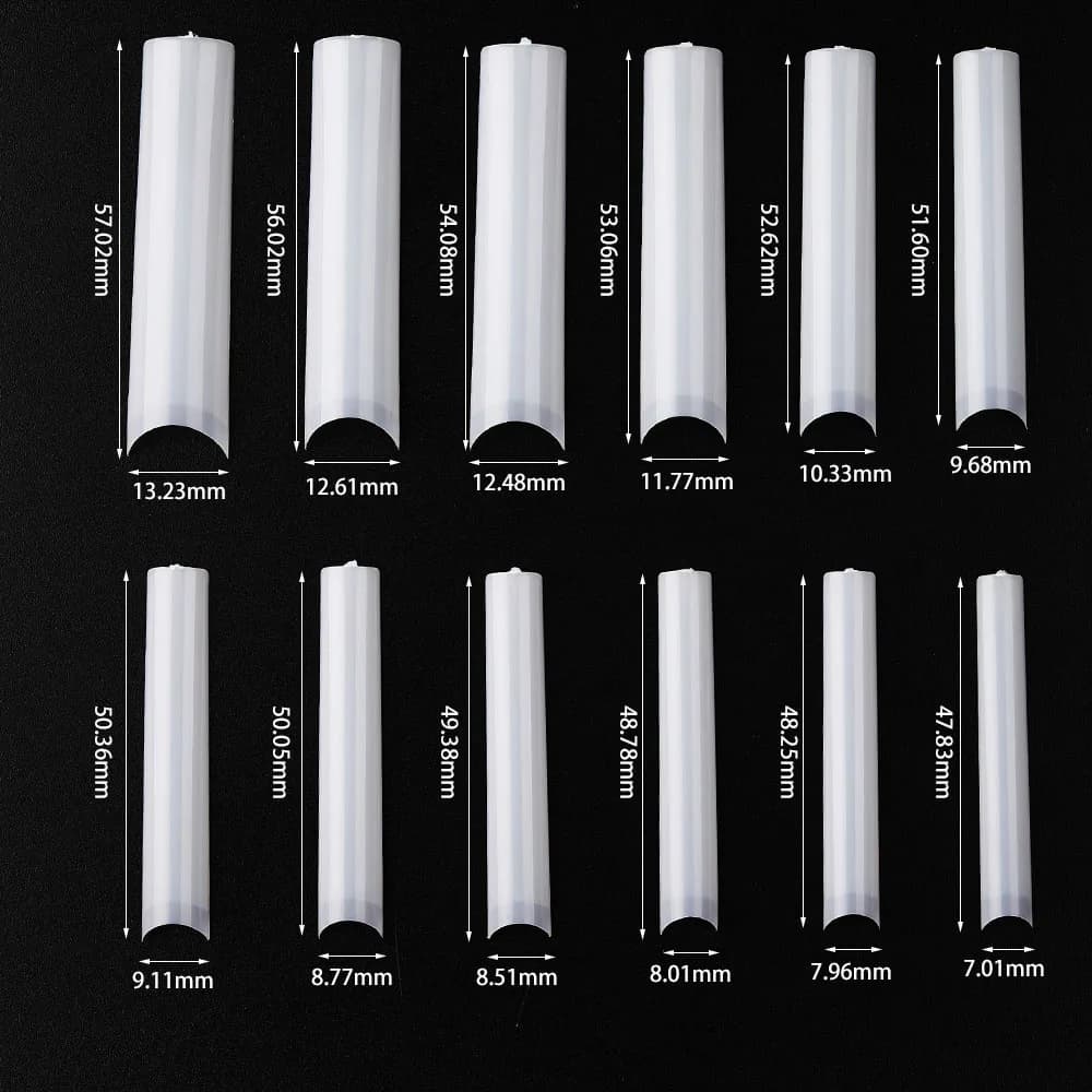 Faux ongles longs en forme de cercueil/carré en acrylique, demi-couverture, pointes droites et incur