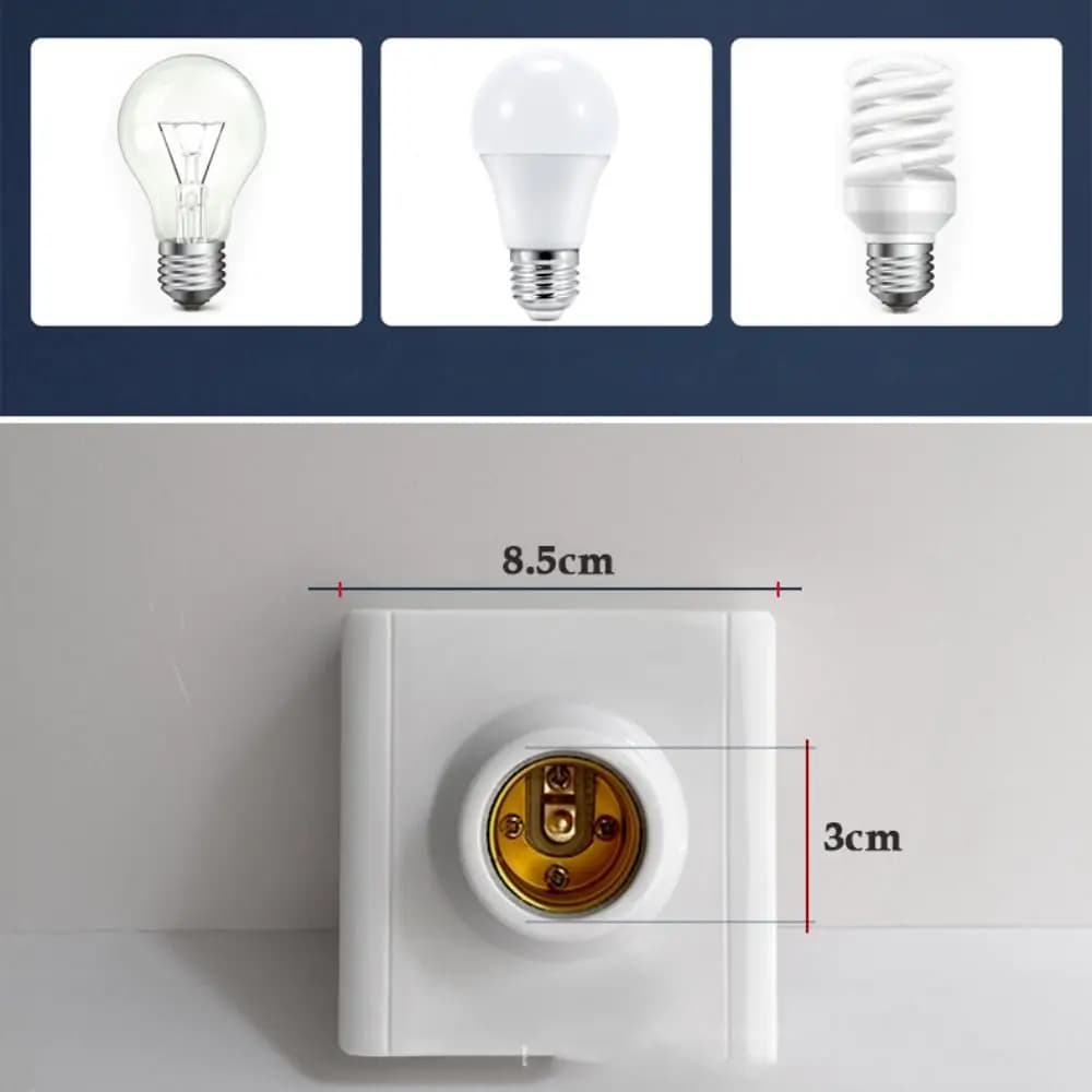 Coque en plastique avec bouchon à vis, base de lumière carrée en céramique, prise de raccord, suppor
