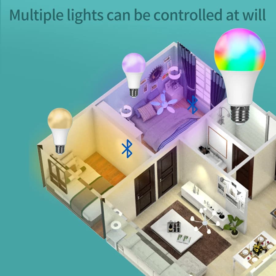 Tuya Smart Led Ampoule E27 220V Smart Light Dimable Bluetooth RGB Lampe APP Contrôle pour Chambre Dé