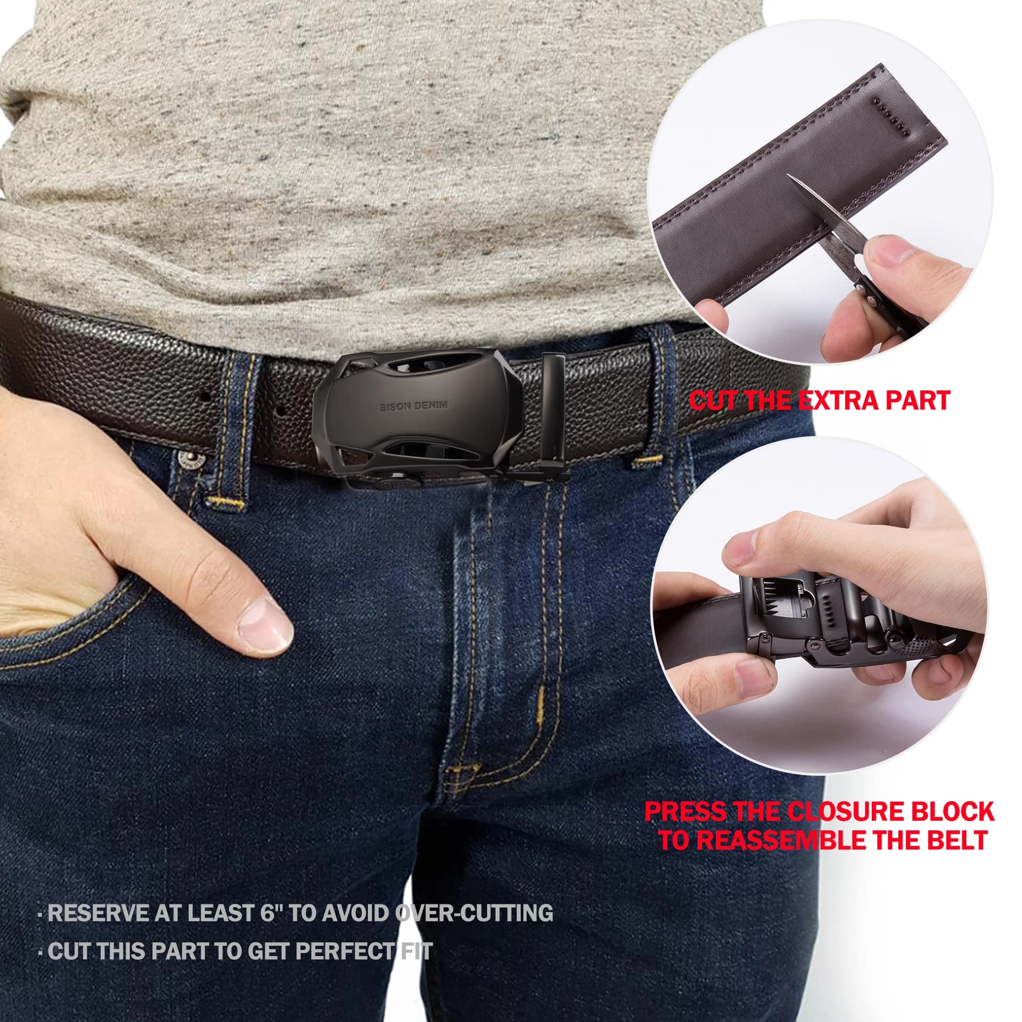 Bagressions DENIM-Ceinture en cuir véritable pour hommes, sangle décontractée pour jeans, marque de 