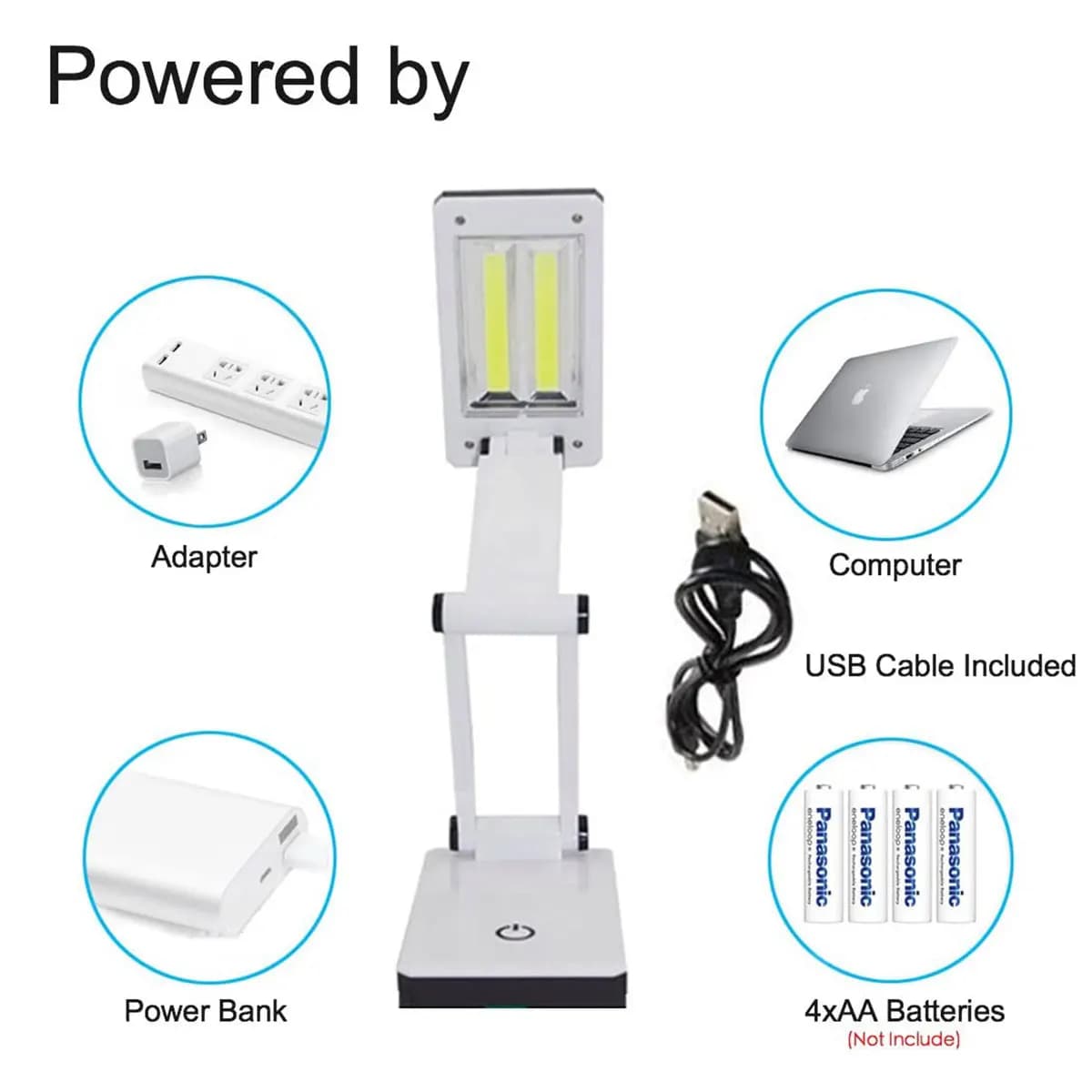 Lampe de bureau pliable lampe de lecture compacte 120Lumens COB lampe de Table USB/alimenté par batt