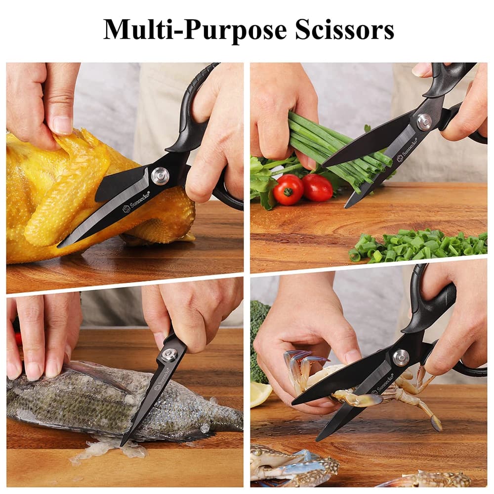 Sunnecko – ciseaux de cuisine professionnels robustes, outil de coupe polyvalent, ciseaux plaqués ti