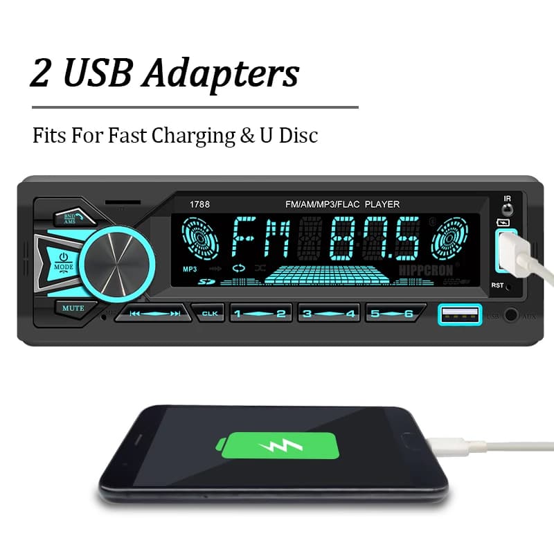Hippcron autoradio 1din Srereo lecteur MP3 Bluetooth récepteur FM avec télécommande AUX/USB/TF prise