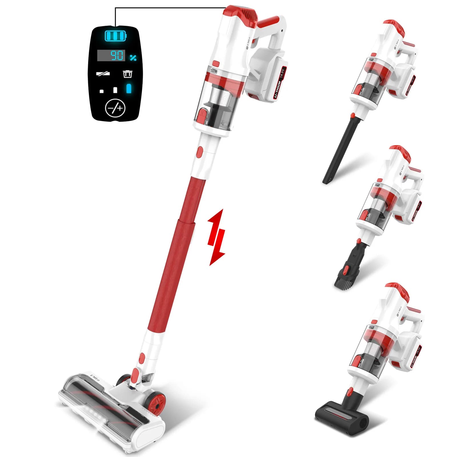 Aspirateur sans fil léger 8 en 1 avec écran LED, aspirateur balai sans fil, 300W, 28Kpa, UMLo V111