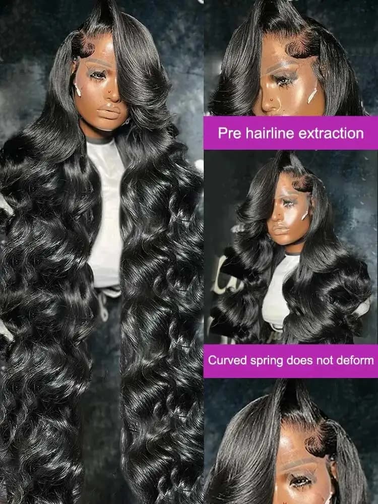 Perruques de cheveux humains indiens bruts ondulés, densité 250%, 40-42 pouces, avec dentelle HD 13x