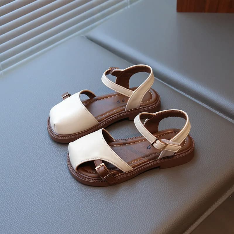 Nouvelles sandales plates élégantes pour enfants, collection été 2026, style princesse, à semelle so
