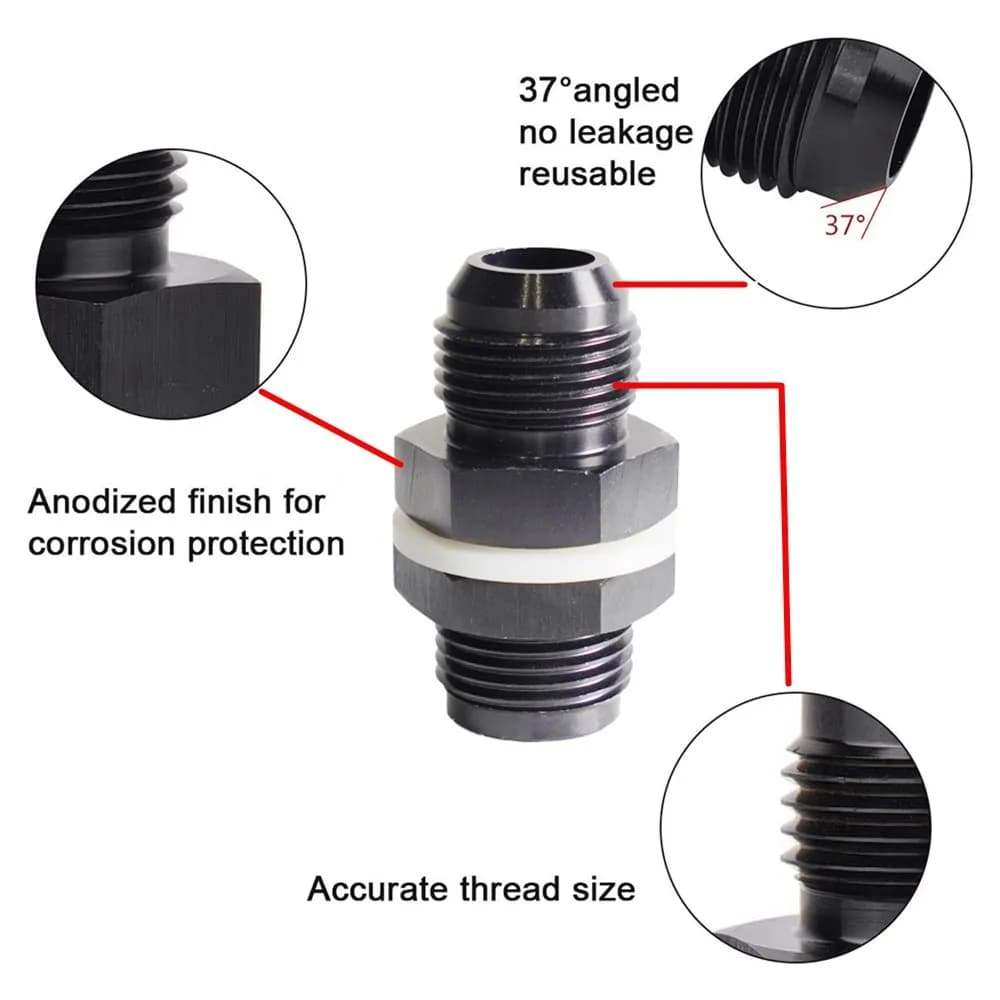 Adaptateur de réservoir de cellule de carburant évasé mâle AN6 AN8 AN10 AN12, raccord de cloison dro