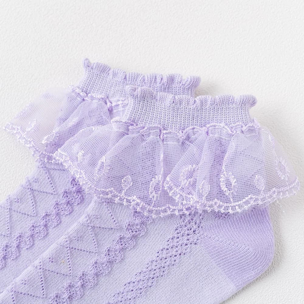 4 paires de chaussettes à volants en dentelle pour filles, respirantes, confortables, adorables, Sty