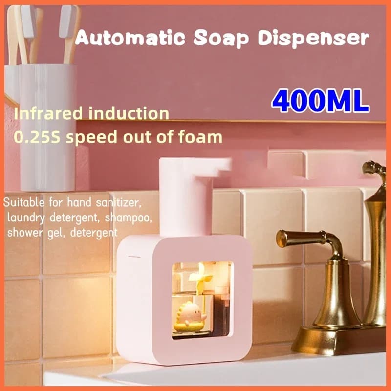 Nouveau Distributeur Automatique de Savon Sans Contact pour Animaux Mignons, Recharge USB, 400ml, Di