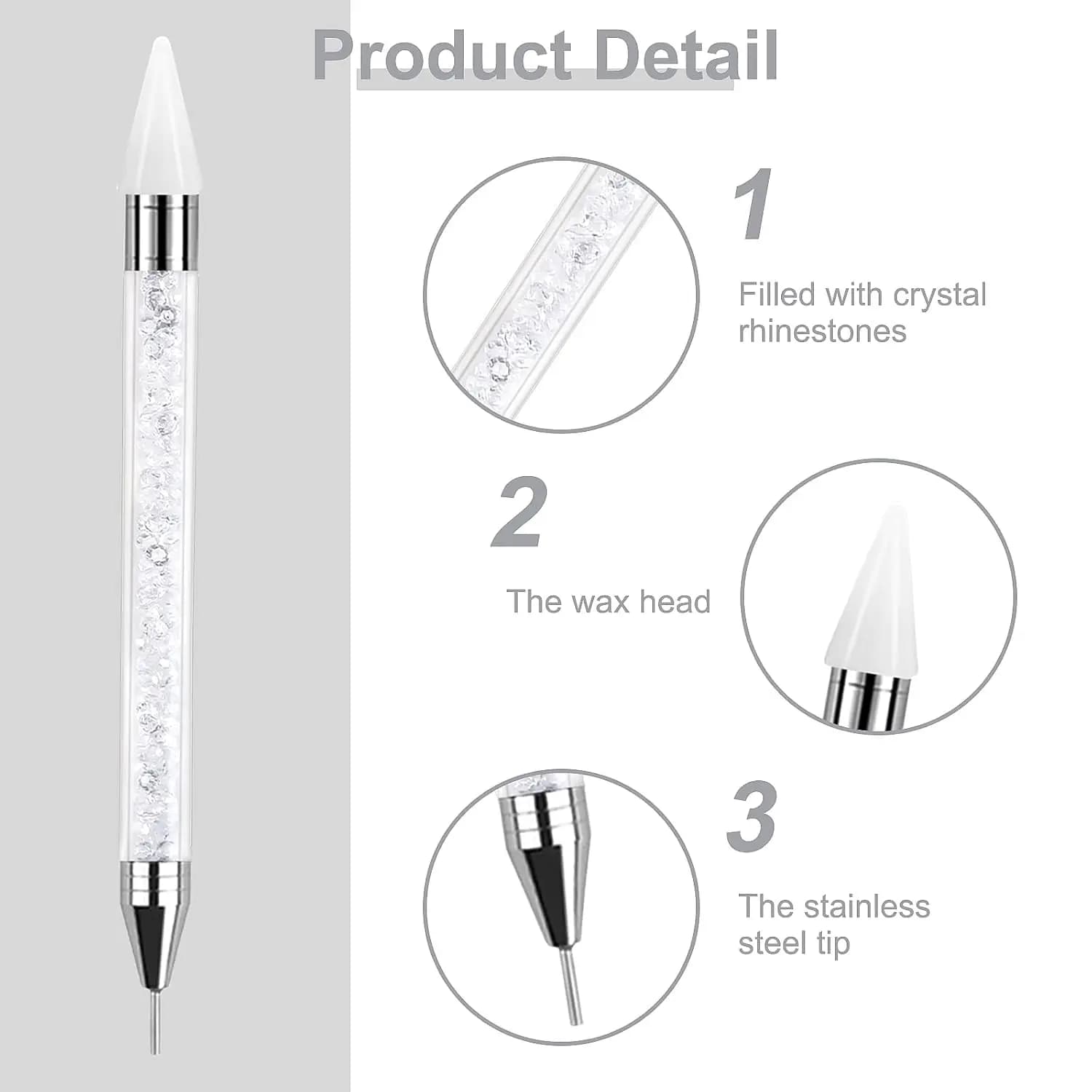 PINCEF-Stylo de pointage en biscuits avec 6 pointes d'avertissement supplémentaires, manucure à extr