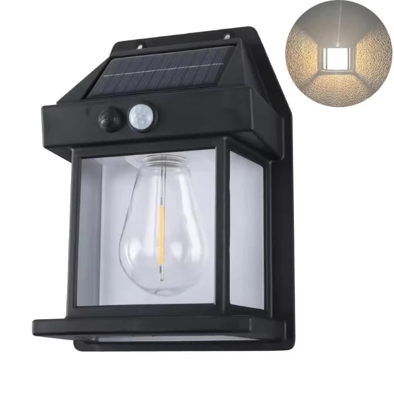 Lampes solaires d'extérieur, lampe murale extérieure rétro, détecteur de mouvement, éclairage d'ambi