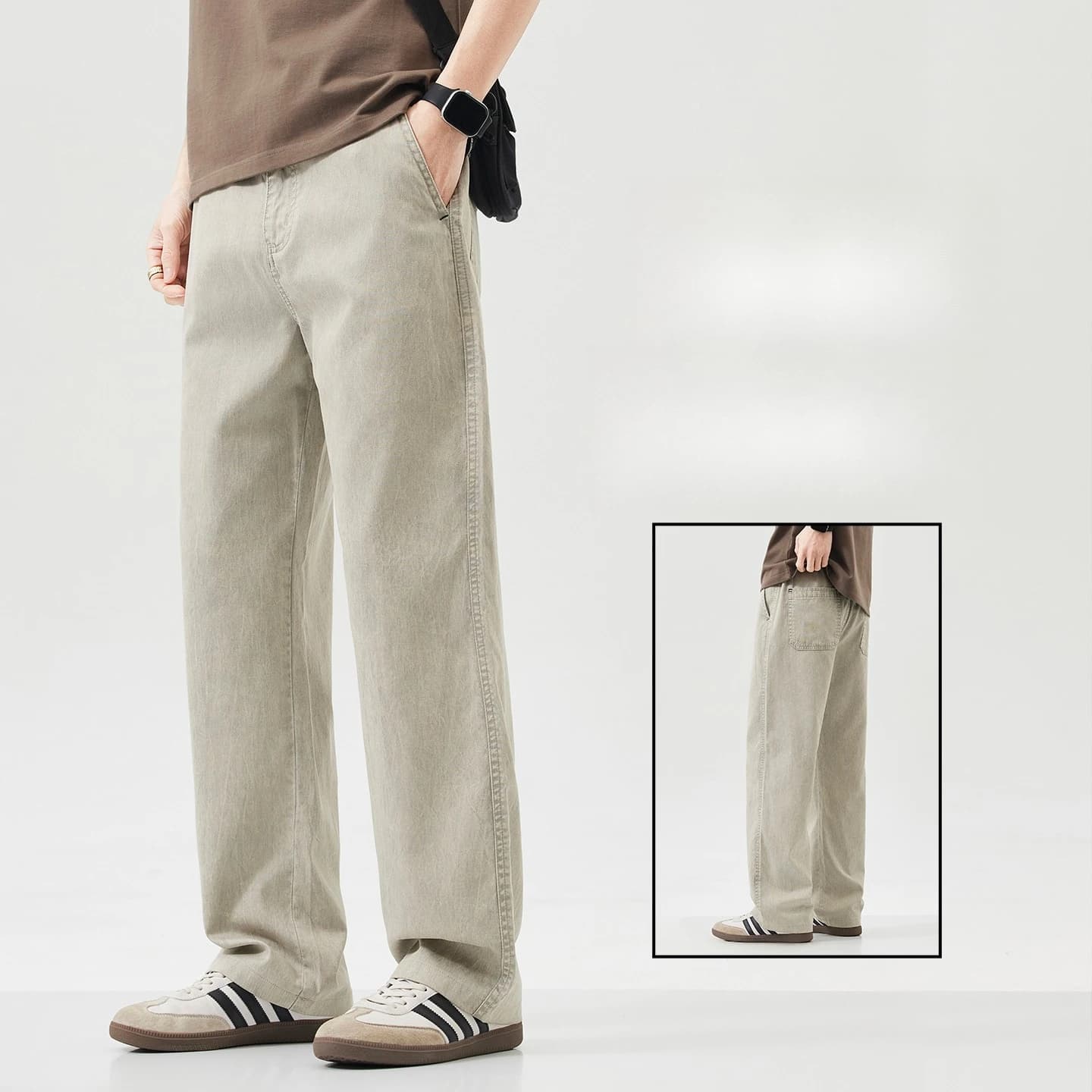 Pantalon d'été de luxe pour homme en Lyocell, coupe droite ample, style streetwear, jambe large, res