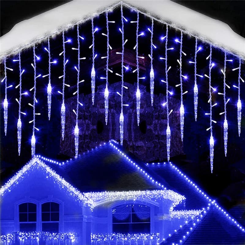 Guirlande de rue pour maison, lumières LED en forme de glaçon, décorations de Noël, Nouvel An 2026, 