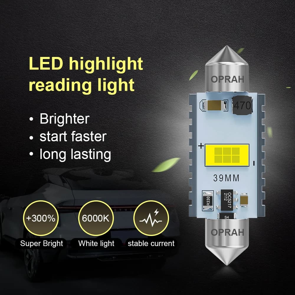 Lampe LED Canbus C10W C5W pour voiture, haute puissance, sans erreur, ampoule de lecture pour intéri