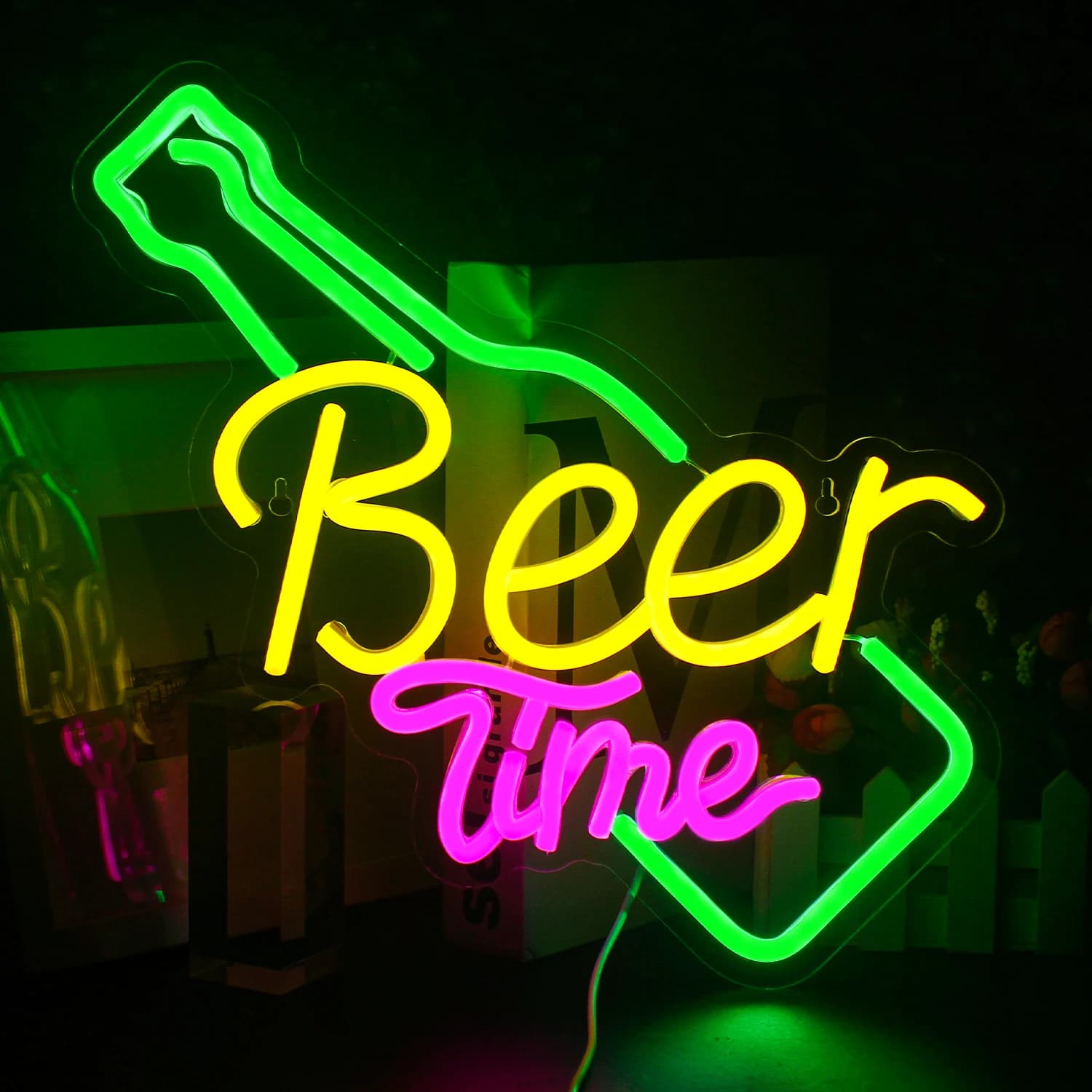 Enseigne au néon LED, heure de la bière, boutique, bar, restaurant, hôtel, lumière décorative, chamb