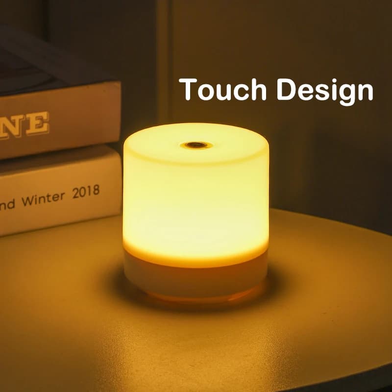 Lampe de chevet LED tactile Rechargeable, 3 couleurs, USB, gradation continue, veilleuse, Protection